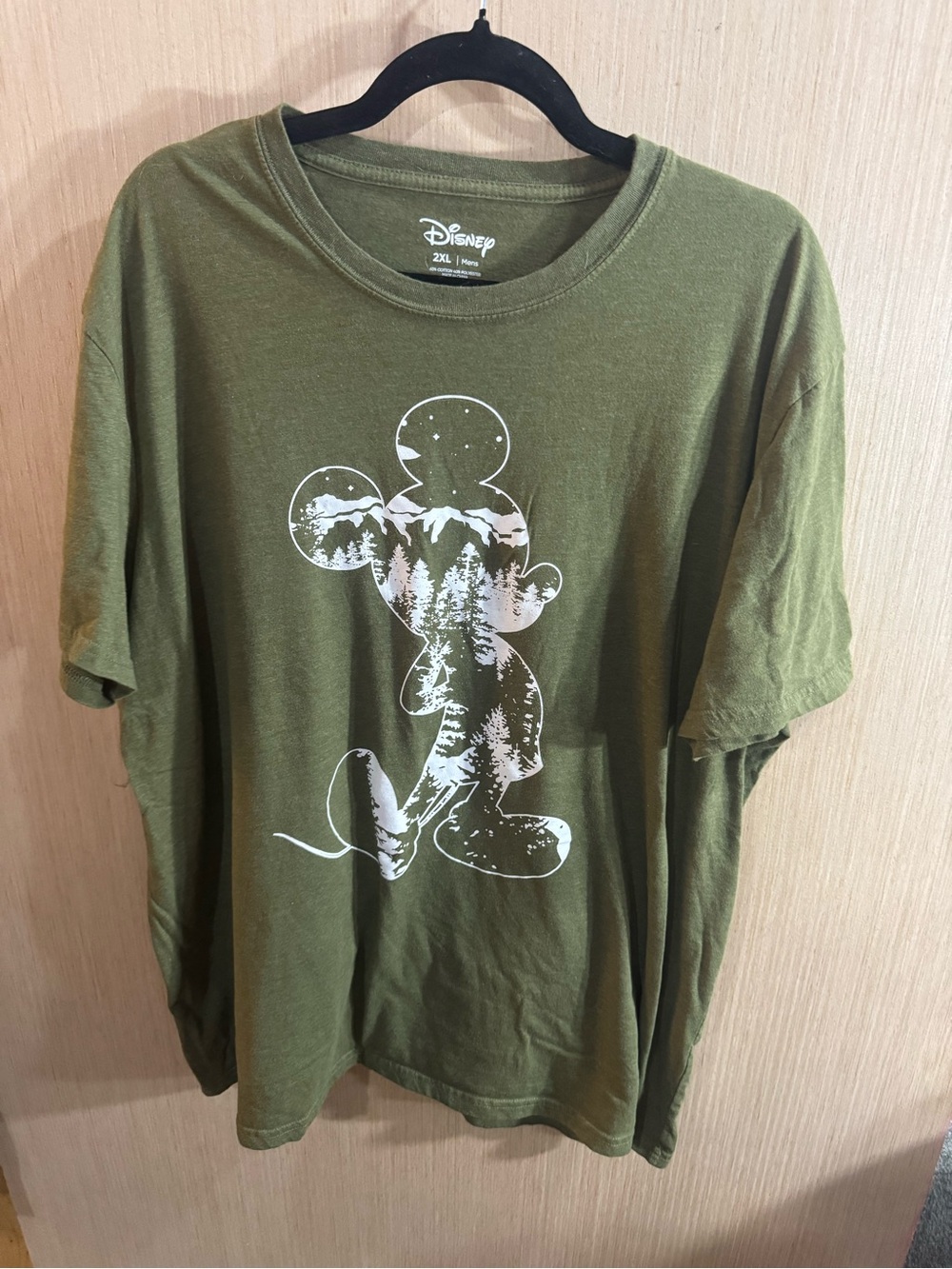 Men’s Disney Olive Green Short-Sleeve Mickey Graphic Tee Size 2XL